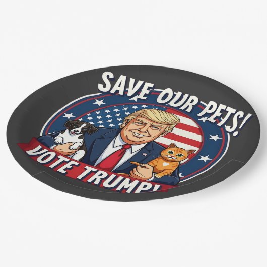 私たち救のペットはトランプのためにトランプのペットに投票 ペーパープレート (アングル)