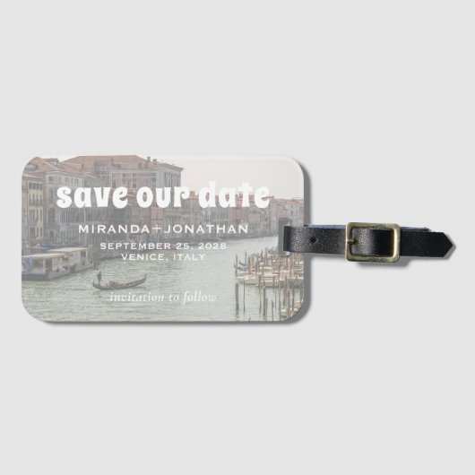 私たち救の日付ヴェネツィア宛先ウェディング ラゲッジタグ (正面横)
