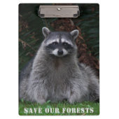 私たち救の森ラクーン野生生物写真 クリップボード (正面)