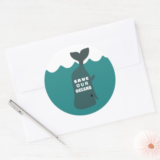 私たち救の海の環境芸術クジラの子供 ラウンドシール (封筒)