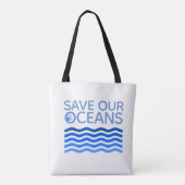 私たち救の海の青い様式化された地球波 トートバッグ (裏面)