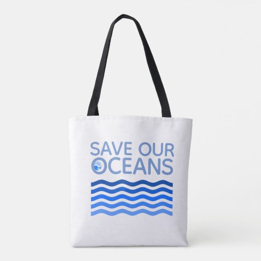 私たち救の海の青い様式化された地球波 トートバッグ (裏面)