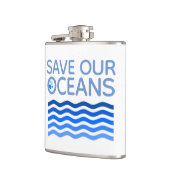 私たち救の海の青い様式化された地球波 フラスク (左)