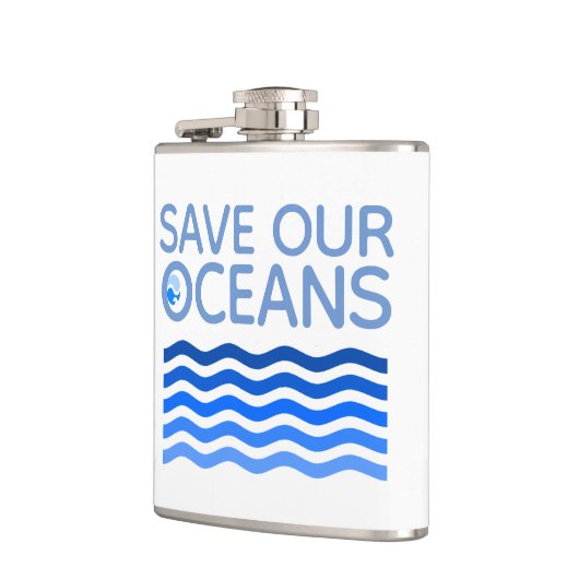 私たち救の海の青い様式化された地球波 フラスク (左)