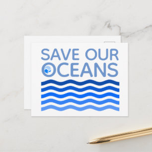私たち救の海の青い様式化された地球波 ポストカード