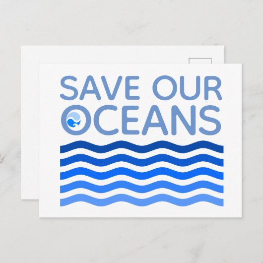 私たち救の海の青い様式化された地球波 ポストカード (正面/裏面)