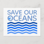 私たち救の海の青い様式化された地球波 ポストカード (正面)