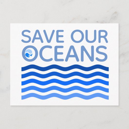 私たち救の海の青い様式化された地球波 ポストカード (正面)