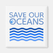 私たち救の海の青い様式化された地球波 マグネット (正面)