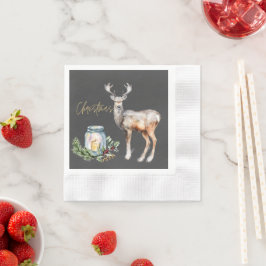 私たち来にクリスマス、トナカイと装飾 縁ありカクテルナプキン