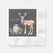 私たち来にクリスマス、トナカイと装飾 縁ありカクテルナプキン (正面)