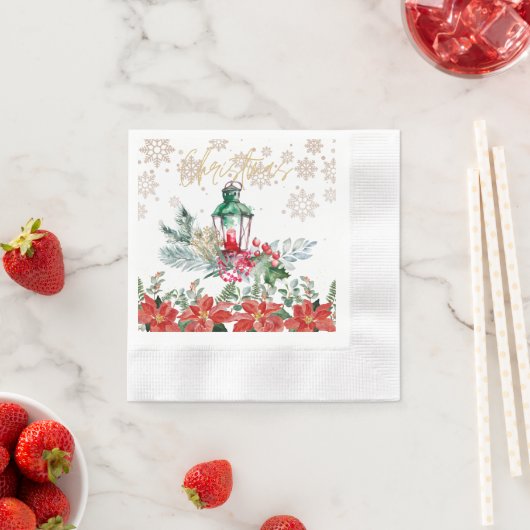 私たち来にクリスマス、赤い装飾 縁ありカクテルナプキン (インサイチュ)