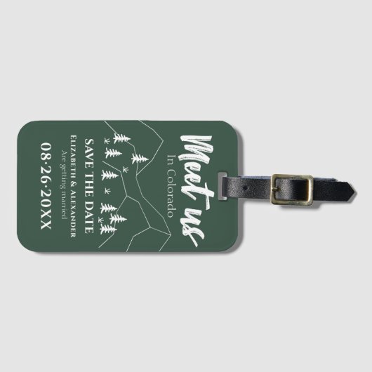 私たち森の書結婚道を会う日付を保存 ラゲッジタグ (正面横)