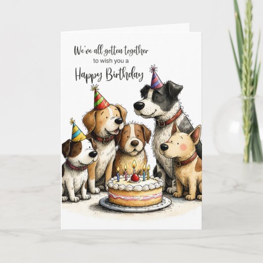 私たち犬一同からのオフィスのお誕生日おめでとう カード (正面)