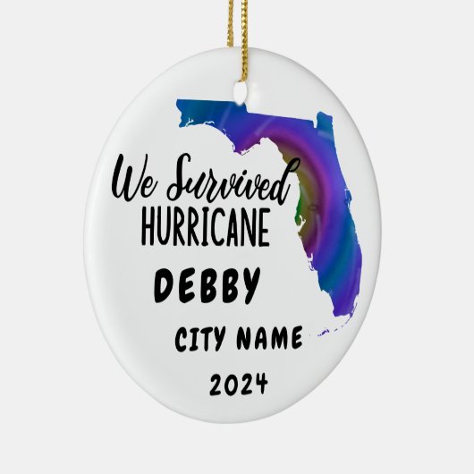 私たち生き延び!ハリケーン・デビー・フロリダ&シティ名 セラミックオーナメント (右)