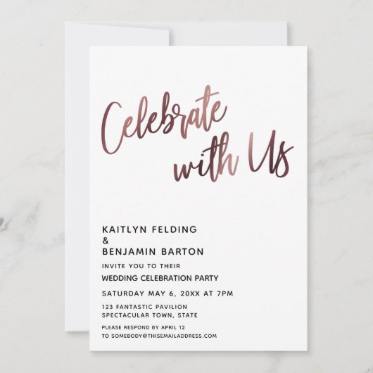 私たち祝のバラ金ゴールドウェディングレセプション 招待状 (正面)