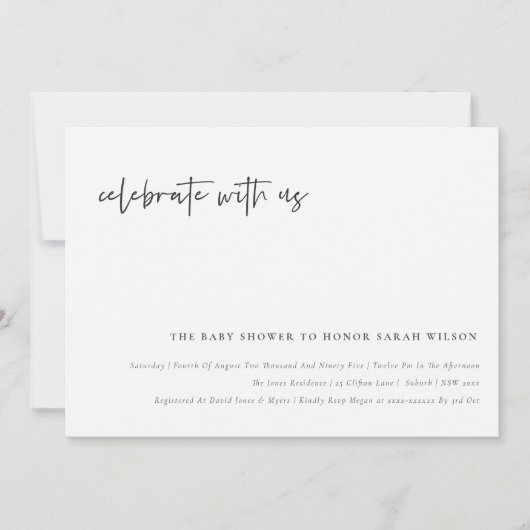 私たち祝書道の赤ん坊シャワー招待状 サンキューカード (正面)