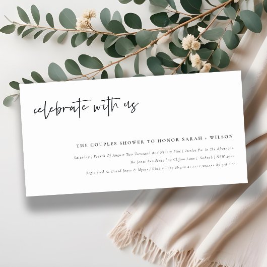 私たち祝書道カップルのシャワー招待状と サンキューカード