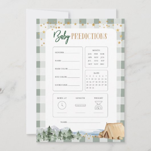 私たち素晴らしのアドベンチャーベビーシャワーベビー予測 招待状 (正面)