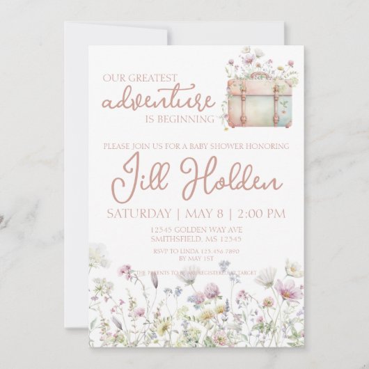 私たち素晴らしのアドベンチャーベビーシャワー招待状 招待状 (正面)