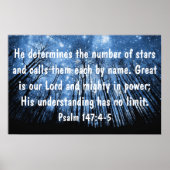 私たち素晴らしの主の聖書の詩詩篇147:4-5 ポスター (正面)