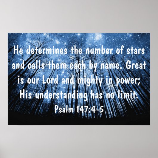 私たち素晴らしの主の聖書の詩詩篇147:4-5 ポスター (正面)
