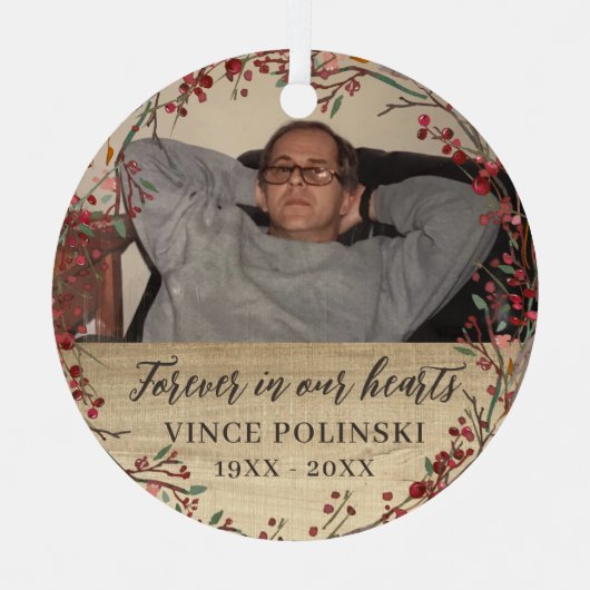 私たち素朴のハートで永遠に記念写真 メタルオーナメント (正面)