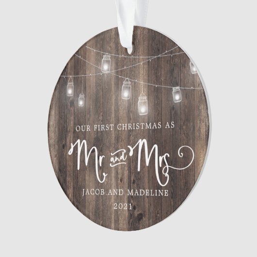 私たち素朴の初めてのクリスマスのクリスマス夫妻 オーナメント (正面)