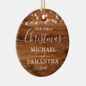 私たち素朴の初めてのクリスマスカップルパーソナライズされた セラミックオーナメント (右)