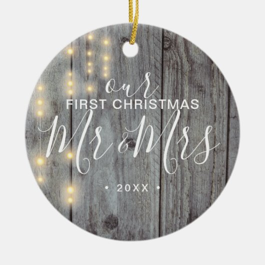 私たち素朴の初めてのクリスマスミセス・フォト セラミックオーナメント (正面)