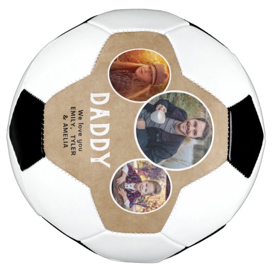 私たち素朴の愛するパパ3枚の写真パパの日 サッカーボール (回転)