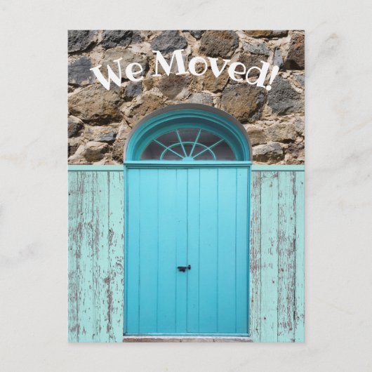 私たち素朴は発表ブルーダブルドアを移動 ポストカード (正面)
