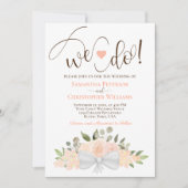 私たち素朴コーラルピーチバラボホフローラ結婚ズ 招待状 (正面)
