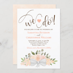 私たち素朴コーラルピーチバラボホフローラ結婚ズ 招待状