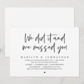 私たち結婚しました、そしてあなたたちを恋しく思いました ウェディングエロープメント 招待状 (正面/裏面)