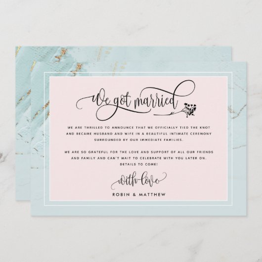 私たち結婚しました ウェディング / ふたりの結婚発表 招待状 (正面/裏面)