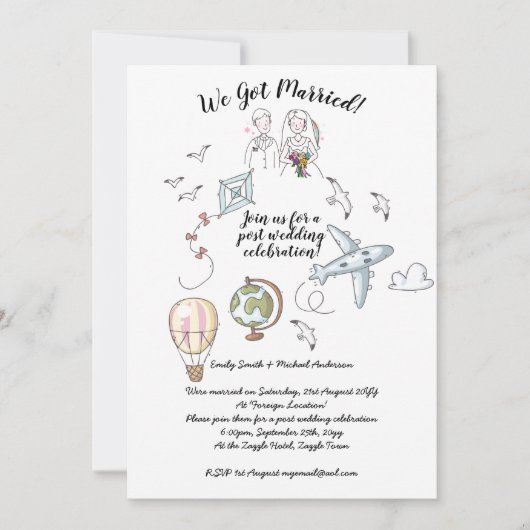 私たち結婚しました - ウェディング・レセプション招待状(写真付き) 招待状 (正面)