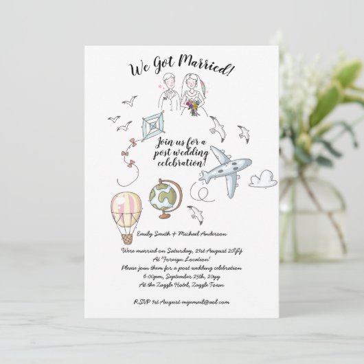 私たち結婚しました - ウェディング・レセプション招待状(写真付き) 招待状 (スタンド正面)