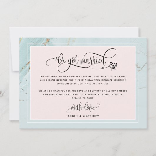 私たち結婚しました ウェディング / 秘密結婚のお知らせ 招待状 (正面)