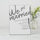 「私たち結婚しました！」カジュアルスクリプト結婚式の披露宴 招待状 (スタンド正面)