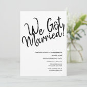 「私たち結婚しました！」カジュアルスクリプト結婚式の披露宴 招待状 (スタンド正面)