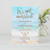 私たち結婚しました ビーチ 水彩 受付 招待状 (スタンド正面)