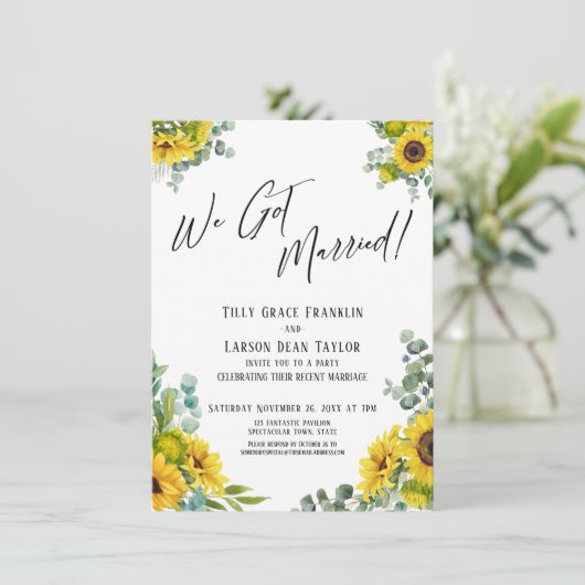 私たち結婚しました!ユーカリとひまわりの式典 招待状 (スタンド正面)