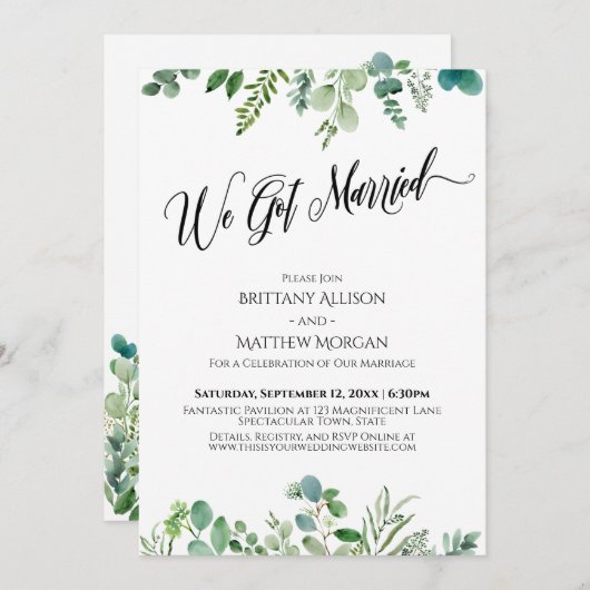 私たち結婚しました ユーカリグリーン 受付 招待状 (正面/裏面)