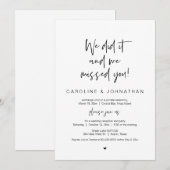 私たち結婚しました、会いたかった、ブラック、結婚式の秘密結婚 招待状 (正面/裏面)