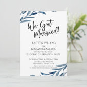 「私たち結婚しました!」青い葉のレセプションカードのみ 招待状 (スタンド正面)
