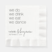 私たち結婚する! 食べて飲んで踊ろう - 現代のウェディング 縁ありランチョンナプキン (正面)