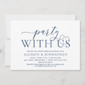 私たち結婚とのリハーサルディナーパーティー、ネイビーブルー 招待状 (正面)