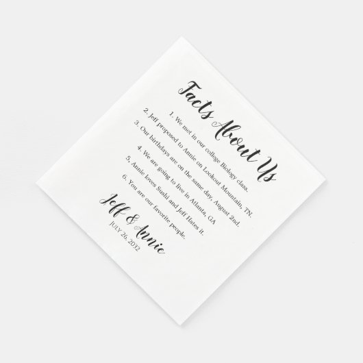 私たち結婚に関する事実パーティーカスタムナプキン スタンダードランチョンナプキン (角)