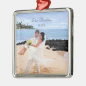 私たち結婚のシルバーメタル写真オーナメント メタルオーナメント (左)